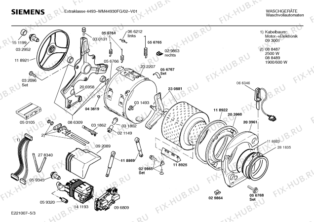 Схема №2 WM44930FG EXTRAKLASSE 4493 с изображением Панель для стиралки Siemens 00285870