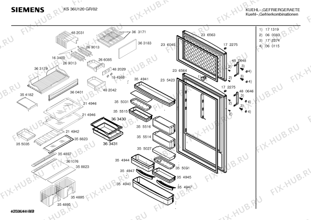Схема №3 KS39V120GR с изображением Дверь морозильной камеры для холодильника Siemens 00236563