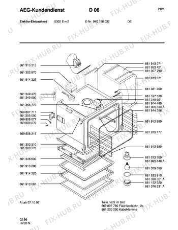 Взрыв-схема плиты (духовки) Aeg 5302E-M - Схема узла Section2