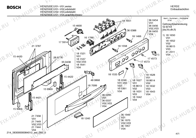 Схема №2 HEN2460EU с изображением Ручка управления духовкой для плиты (духовки) Bosch 00181642