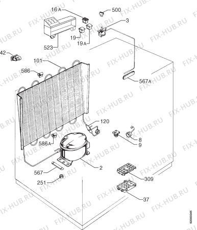 Взрыв-схема холодильника Lux EC6800N - Схема узла Refrigerator cooling system