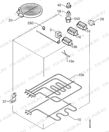 Взрыв-схема плиты (духовки) Rex R92ES - Схема узла Electrical equipment 268