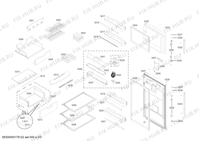 Взрыв-схема холодильника Bosch KDN46BL121 REF BOSCH ECO-TT46 AV IXL 220V/60HZ - Схема узла 02