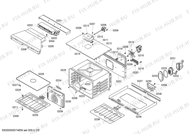 Схема №2 HBL542AUC с изображением Часть корпуса Bosch 00438529