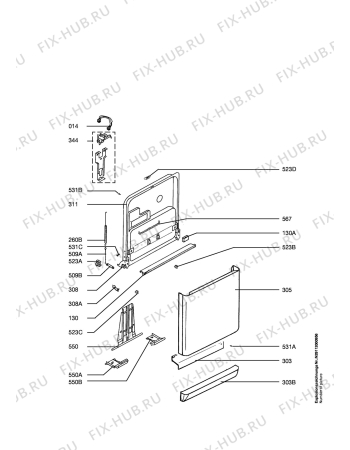 Взрыв-схема посудомоечной машины Aeg FAV40820W - Схема узла Door 003