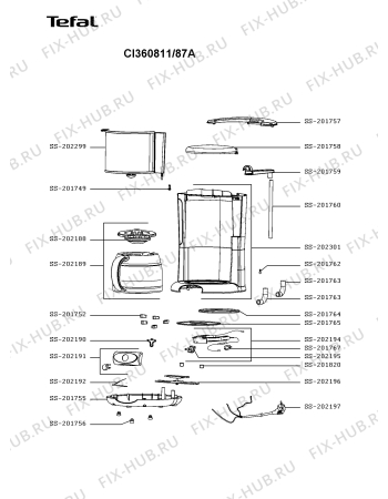 Схема №1 CI360811/87A с изображением Корпусная деталь для электрокофемашины Moulinex SS-202191