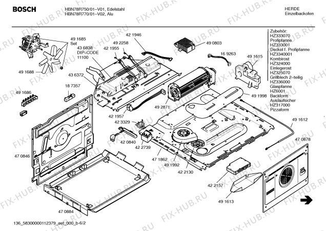 Схема №5 HBN78R770 с изображением Информационная папка для духового шкафа Bosch 00588240