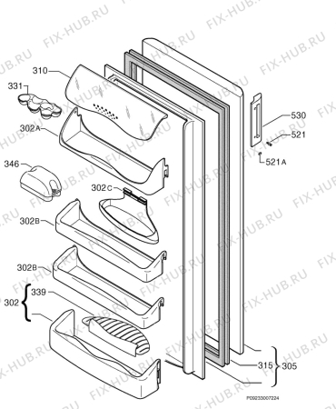 Взрыв-схема холодильника Zanussi ZC260R3 - Схема узла Door 003