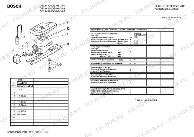 Взрыв-схема холодильника Bosch GSL14420GB - Схема узла 02