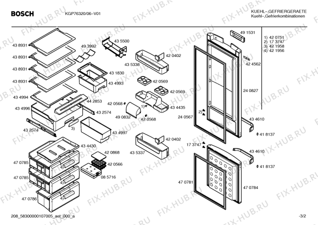 Схема №2 KGP36320 с изображением Дверь для холодильника Bosch 00240553