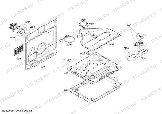 Взрыв-схема плиты (духовки) Bosch HCE748450 - Схема узла 02