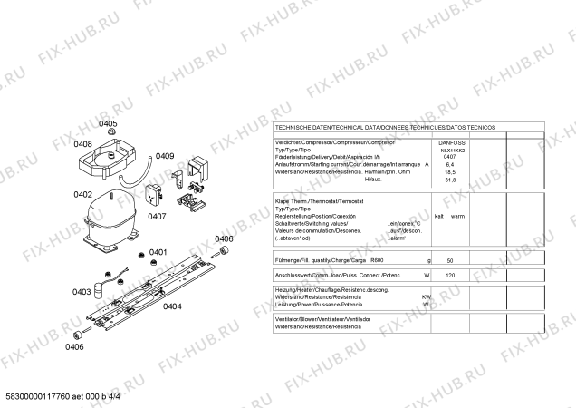 Взрыв-схема холодильника Bosch KGU36100EU - Схема узла 04