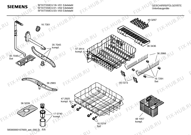 Взрыв-схема посудомоечной машины Siemens SF55T550EU - Схема узла 06