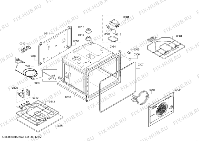 Взрыв-схема плиты (духовки) Bosch HCE852321U - Схема узла 03