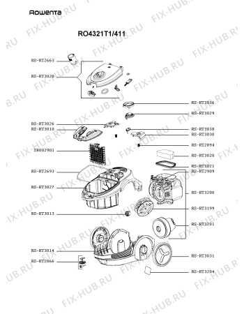 Схема №1 RO582211/410 с изображением Плата управления для мини-пылесоса Rowenta RS-RT2909
