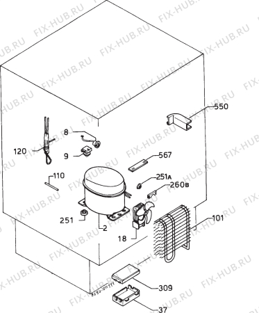 Взрыв-схема холодильника Zanussi DRI51L - Схема узла Cooling system 017