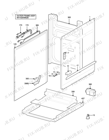 Взрыв-схема плиты (духовки) Parkinson Cowan SIG320SN2 - Схема узла H10 Outer Frame