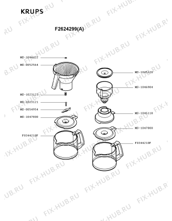 Взрыв-схема кофеварки (кофемашины) Krups F2624299(A) - Схема узла 3P001595.1P2