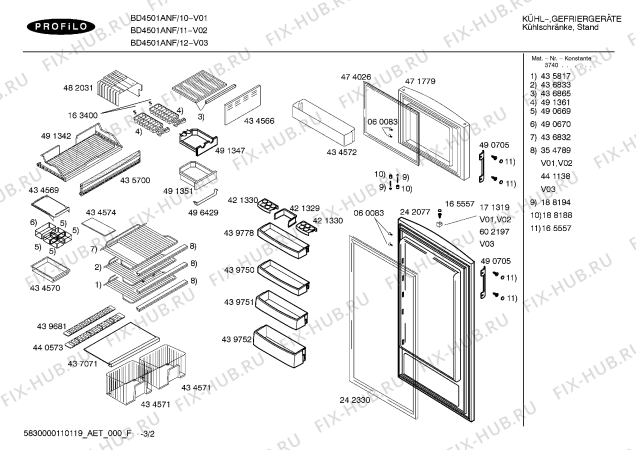 Схема №1 BD4501ANF с изображением Дверь для холодильника Bosch 00474139