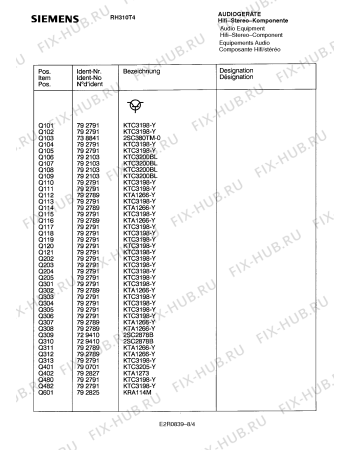 Схема №4 RH310T4 с изображением Сервисная инструкция для звукотехники Siemens 00535514
