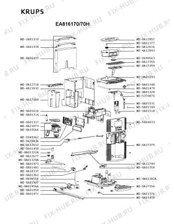 Схема №2 EA816170/70F с изображением Покрытие для электрокофемашины Krups MS-5A17375