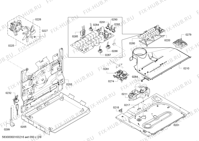 Взрыв-схема плиты (духовки) Bosch HBG56B650T - Схема узла 02