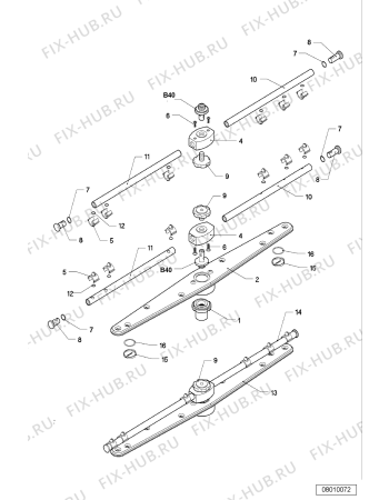 Взрыв-схема посудомоечной машины Whirlpool AGB646WP (F092052) - Схема узла