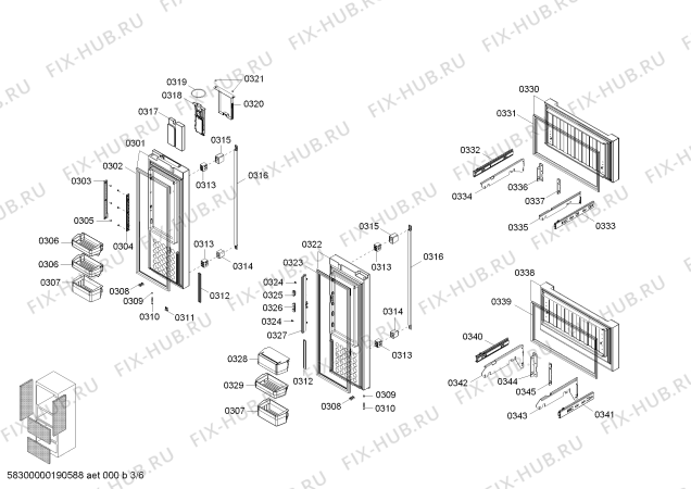 Схема №5 KMF40SA20R Bosch с изображением Крышка для холодильной камеры Bosch 00745832