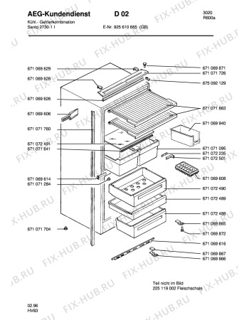Схема №1 S3130-1I с изображением Поверхность для холодильной камеры Aeg 8996710724916