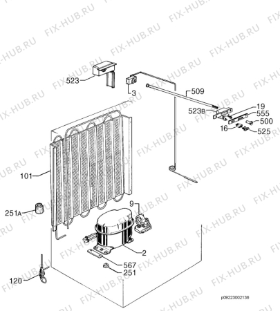 Взрыв-схема холодильника Zanker Electrolux ZEF100W - Схема узла Cooling system 017