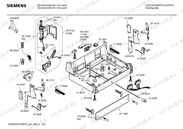 Схема №4 SE34A234SK с изображением Инструкция по эксплуатации для посудомойки Siemens 00586369