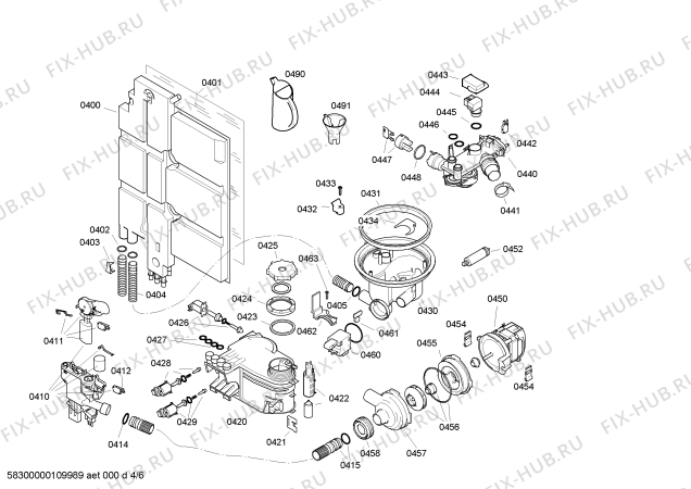 Взрыв-схема посудомоечной машины Bosch SGS65L12GB Logixx - Схема узла 04