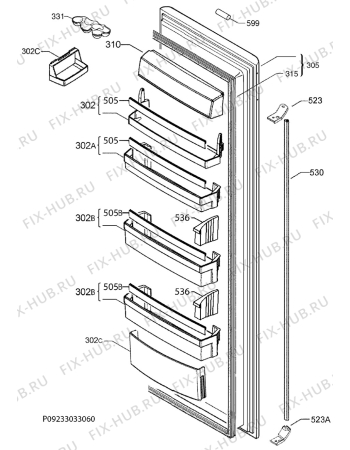 Взрыв-схема холодильника Aeg S84000KMW0 - Схема узла Door 003