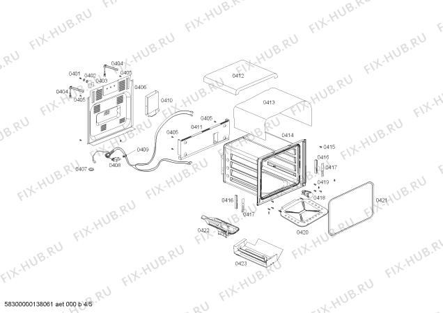 Взрыв-схема плиты (духовки) Bosch HSG43I40SE COC INOX BOSCH PRO602 220V/50Hz CHILE - Схема узла 04