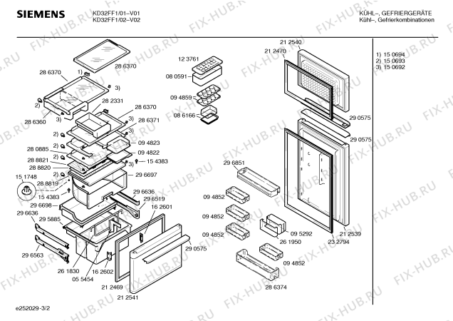 Взрыв-схема холодильника Siemens KD32FF1 - Схема узла 02