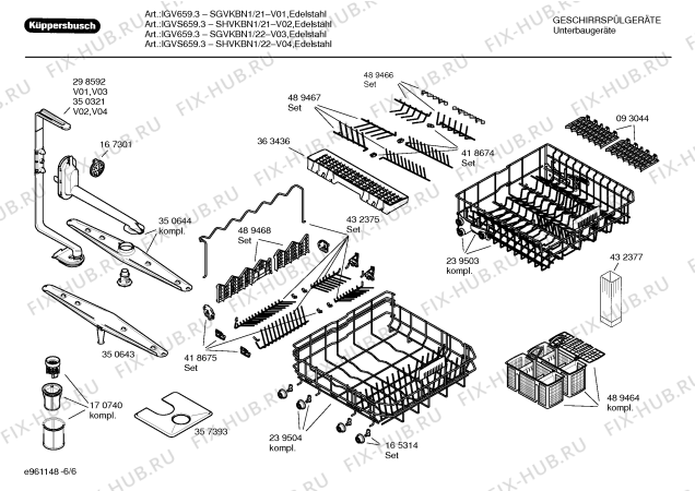 Взрыв-схема посудомоечной машины Kueppersbusch SHVKBN1 IGVS659.3 - Схема узла 06