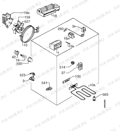 Взрыв-схема плиты (духовки) Zanussi ZBF863B - Схема узла Electrical equipment 268