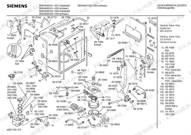 Взрыв-схема посудомоечной машины Siemens SN54620 - Схема узла 02