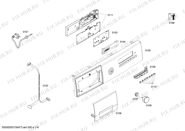 Схема №2 WS10O260BY Siemens iQ500 с изображением Модуль управления для стиралки Siemens 00740453