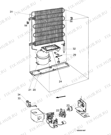 Взрыв-схема холодильника Zanussi ZRC25JC - Схема узла Cooling system 017