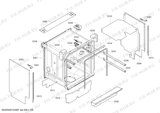 Взрыв-схема посудомоечной машины Bosch SHX58E25UC - Схема узла 03