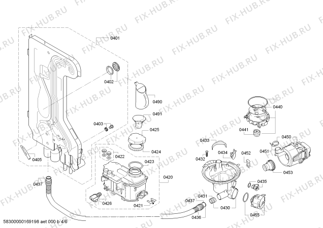 Взрыв-схема посудомоечной машины Bosch SMV40L00RU SilencePlus - Схема узла 04