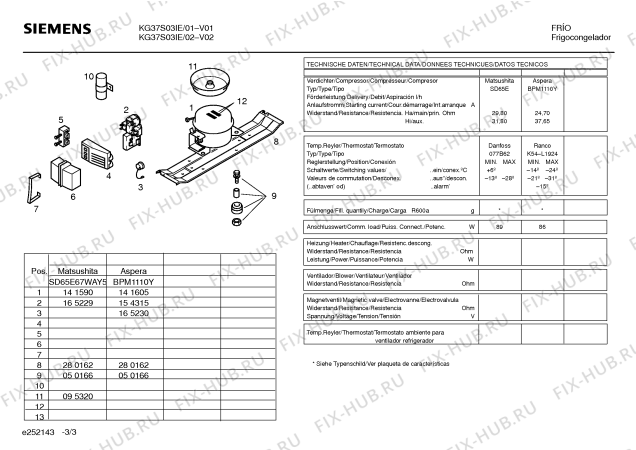 Взрыв-схема холодильника Siemens KG37S03IE - Схема узла 03