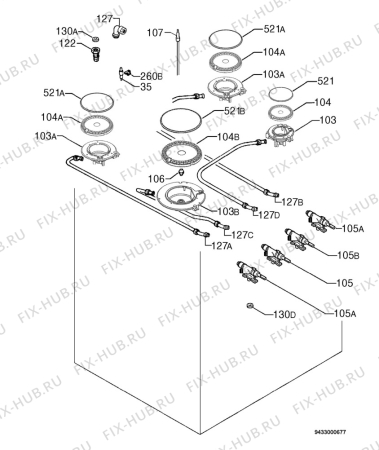 Взрыв-схема плиты (духовки) Aeg Electrolux 37006GM-WN - Схема узла Functional parts 267