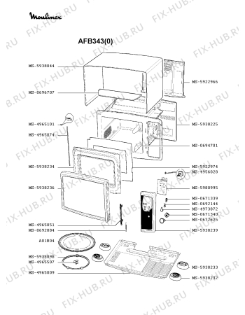 Взрыв-схема микроволновой печи Moulinex AFB343(0) - Схема узла BP002017.1P2