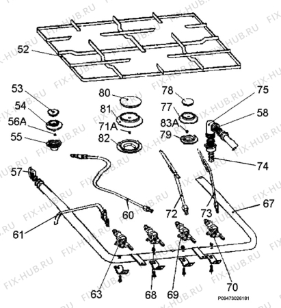 Взрыв-схема плиты (духовки) Zanussi ZC403-1 - Схема узла Section 5