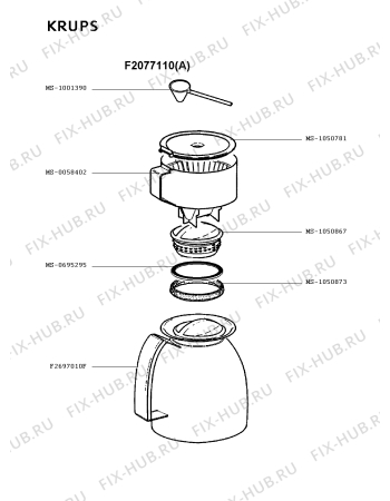 Взрыв-схема кофеварки (кофемашины) Krups F2077110(A) - Схема узла Q0000031.3Q2