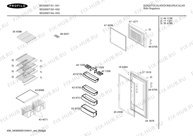 Взрыв-схема холодильника Profilo BD2200T - Схема узла 02
