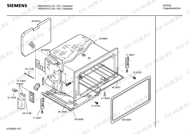 Взрыв-схема плиты (духовки) Siemens HB95055CC - Схема узла 06