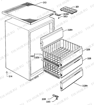 Взрыв-схема холодильника Unknown FG124-3FF - Схема узла C10 Cabinet/Interior